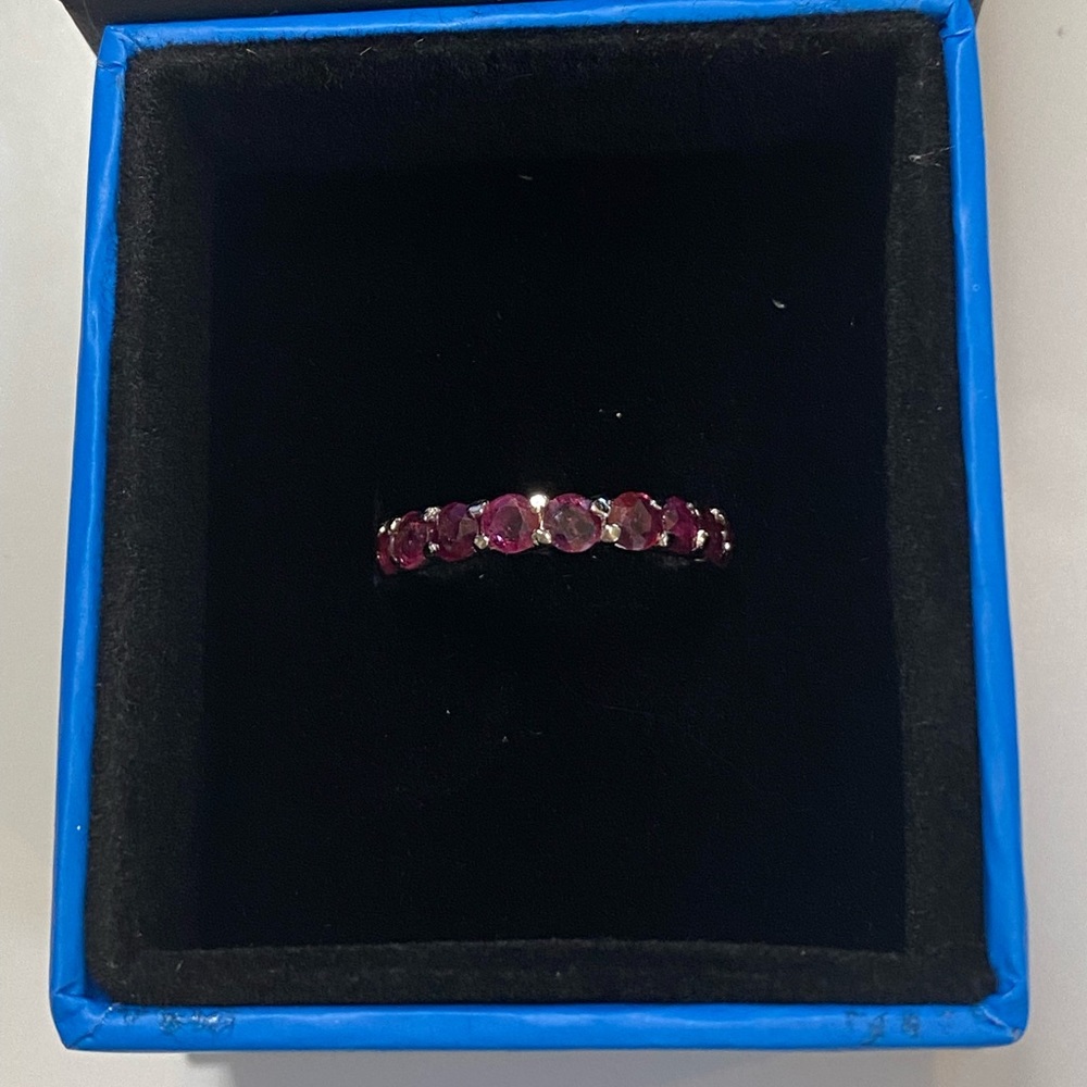 3 ct ruby and platinum eternity ring size 5